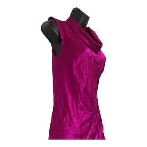 Banana republic deep pink magenta 100% silk oversized shawl cowlneck blouse sz S